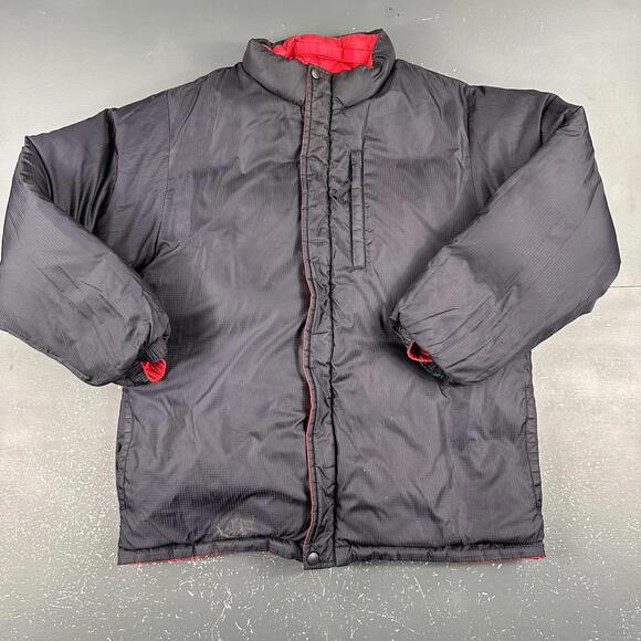 Lands End Goosedown Puffer Jacket Teen Boys Large Red Navy Reversible Thick Fill - Picture 8 of 9